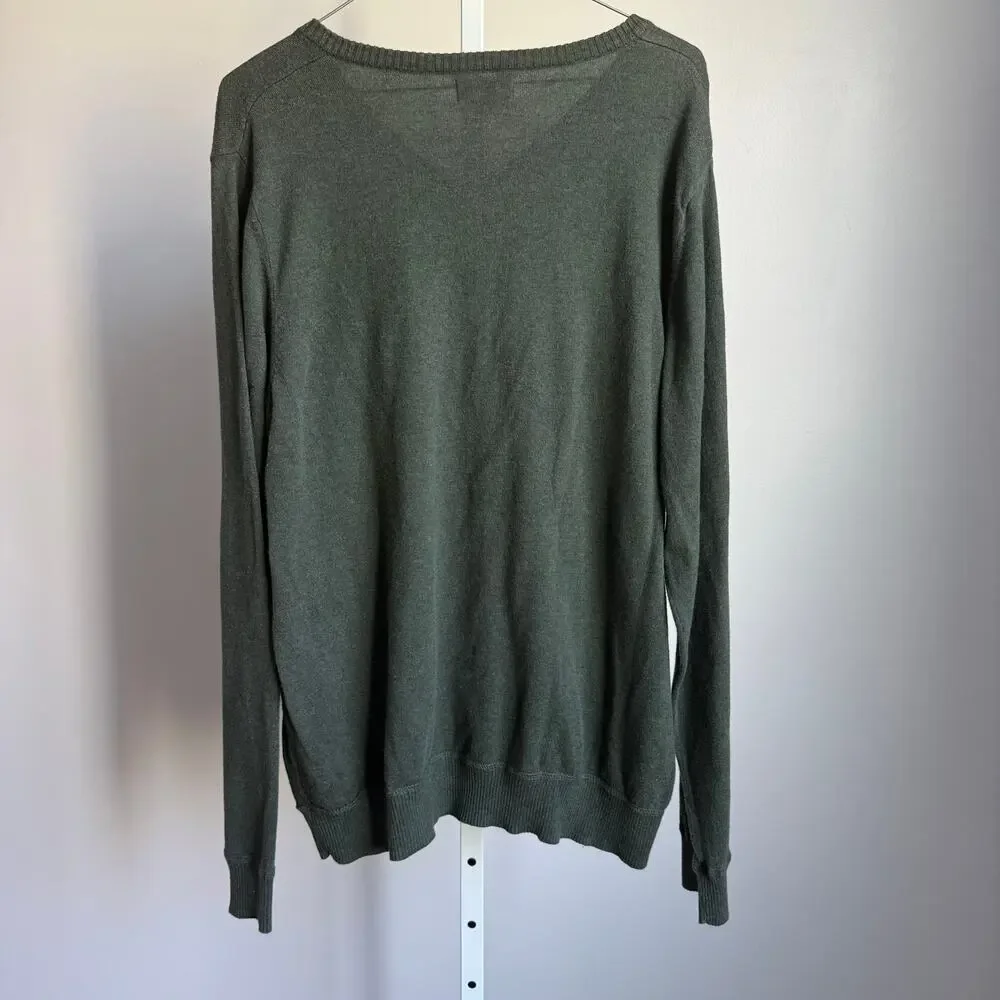 Sonoma Cotton Relaxed Academia Coastal Earth Colors V-Neck‎ Sweater XL Green